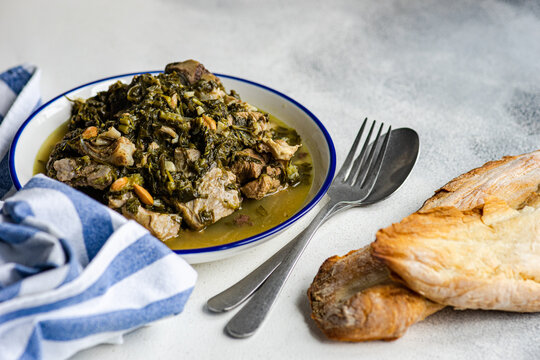 Traditional Georgian spring dish Chakapuli
