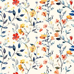 Tiny watercolor floral ribbons, seamless, whimsical and light. Seamless Pattern, Fabric Pattern,  Tumbler Wrap, Mug Wrap.