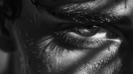 The deep shadows cast by his long lashes only added to the intensity of his brooding gaze. . - obrazy, fototapety, plakaty