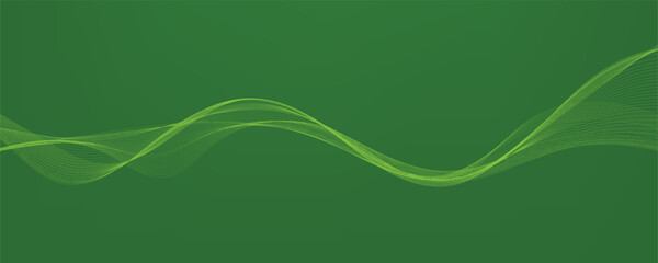 Abstract green gradient background with wavy lines	
