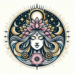 Mystical Goddess Logo: Vector Illustration for Spiritual Branding