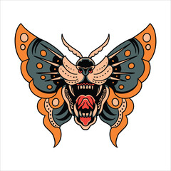 butterfly tiger tattoo vector design