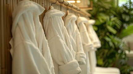 Obraz na płótnie Canvas Spa like Robes and Slippers Arranged for a Relaxing and Luxurious Guest Experience