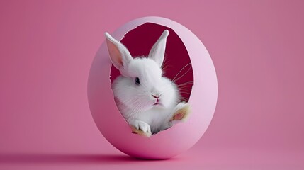 Holiday concept for Easter fun, pink background, pink Easter eggs