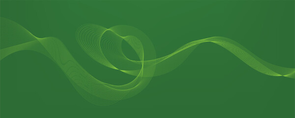 Abstract green gradient background with wavy lines	
