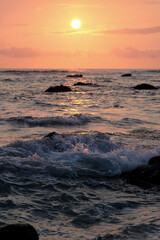 Naklejka premium Sunrise by the Diguisit Beach (Dimadimalangat Rock Formation), Baler Aurora.