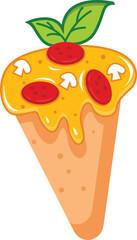 Pizza Cone Fast Food Illustration