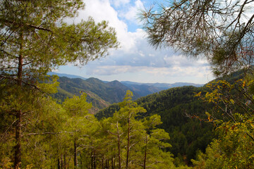 View over the Troodos Mountains on Cyprus   