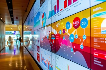 Interactive Financial Growth Chart on Digital Display