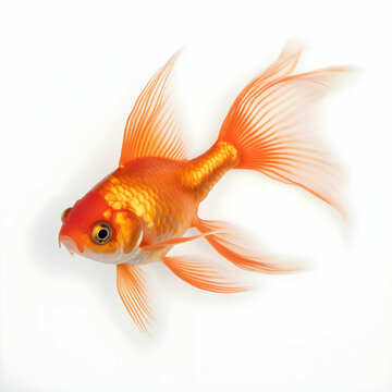 The goldfish on white background . Comet Goldfish Isolated on White Background