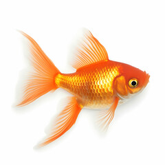 The goldfish on white background . Comet Goldfish Isolated on White Background
