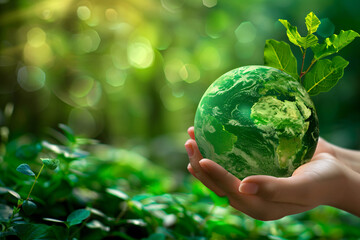 Earth in Hand: A global concept of care and protection for our planet, symbolizing eco-friendly practices and sustainable business