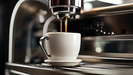 Coffee extraction from a espresso machine - obrazy, fototapety, plakaty
