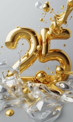 Gleaming Gold Number 25 for Anniversary