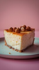 Creamy Cheesecake Slice with Hazelnuts Topping