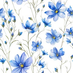 Miniature alpine flowers, seamless pattern, light watercolor serenity . Seamless Pattern, Fabric Pattern,  Tumbler Wrap, Mug Wrap.