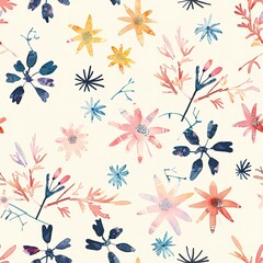 Petite spring snowflakes, seamless floral whisper, light watercolor. Seamless Pattern, Fabric Pattern,  Tumbler Wrap, Mug Wrap.