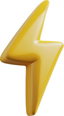  3D illustration icon of a yellow thunderbolt isolated. - obrazy, fototapety, plakaty