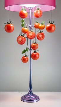 Naklejki Artificial food decor, lamp, tomato in bright colours 