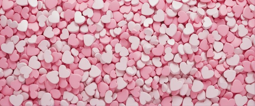 Pink hearts background full frame banner background in bright colours 