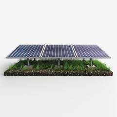 Solar panels on dirt slope harnessing solar power technology