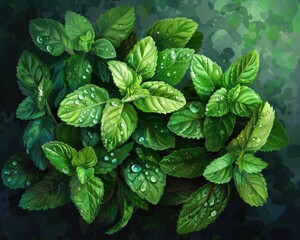 Fototapeta na wymiar A bunch of fresh mint leaves