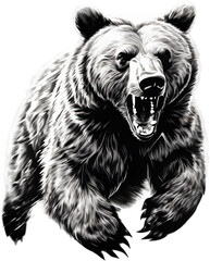 Close-up painting of a ferocious bear. - obrazy, fototapety, plakaty