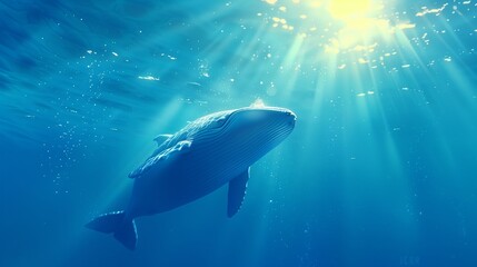 In the depths of a crystal-clear ocean, sunlight dances gracefully upon the azure waves, illuminating the enchanting world below.