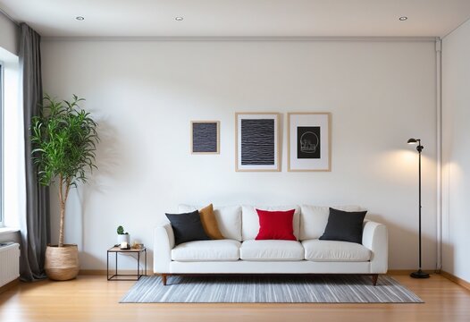 Home mockup in living room interior background in bright colours 