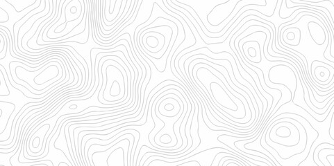 Vector geography landscape Topo contour map on white background, Topographic contour lines. Seamless pattern with lines Topographic map. Geographic mountain relief diagram line wave carve pattern. - obrazy, fototapety, plakaty