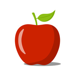 Red Apple. Flat Design Vector Illustration Of A Red Apple On White Background.