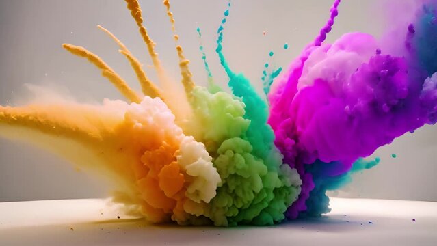Colorful powder explosion in multi color.	