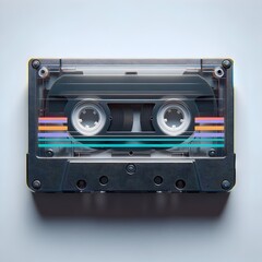 Naklejka premium Classic Cassette Tape with Rainbow Stripe Detail isolated