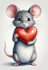 mouse and heart in bright colours 