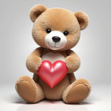 cute valentines teddy bear holding a love heart  in bright colours 