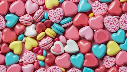 Fototapeta na wymiar Colorful heart candy pattern illustration in Bright Colours 
