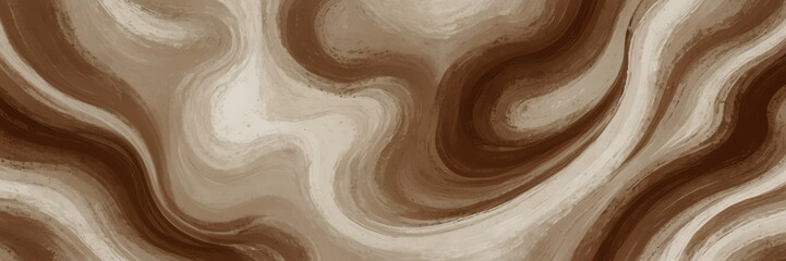 brown and white abstract background with cloudy swirls pattern from Generative AI - obrazy, fototapety, plakaty