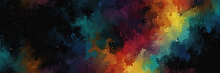 colorful and black abstract background with cloudy swirls pattern from Generative AI