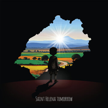 A young dreamer: "The boy looks to the bright future of Saint Helena." Download this vector file to illustrate hope, ambition, and a nation's potential.