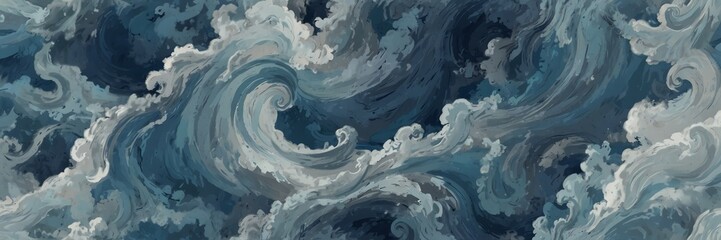 blue and white abstract background with cloudy swirls pattern from Generative AI