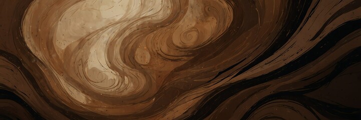 brown and black abstract background with cloudy swirls pattern from Generative AI