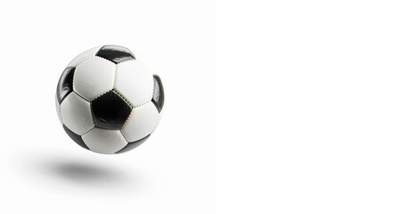 soccer ball l floating in the air on white background,, copy space for text, sport concept, 