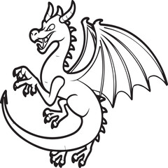 Hand drawn dragon outline illustration