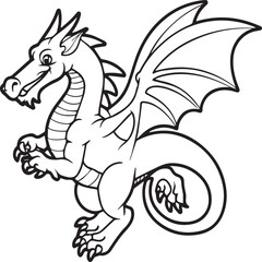 Hand drawn dragon outline illustration