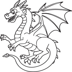Hand drawn dragon outline illustration