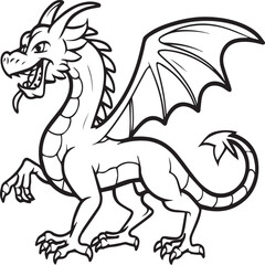 Fototapeta premium Hand drawn dragon outline illustration