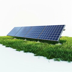 Solar panels on grass field harnessing solar energy with engineering precision