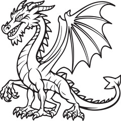 Hand drawn dragon outline illustration