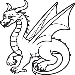 Hand drawn dragon outline illustration
