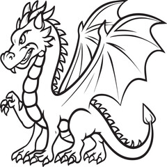 Hand drawn dragon outline illustration